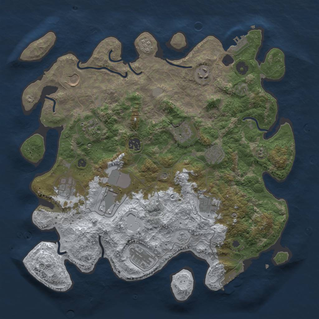 Rust Map: Procedural Map, Size: 3800, Seed: 1936995269, 20 Monuments