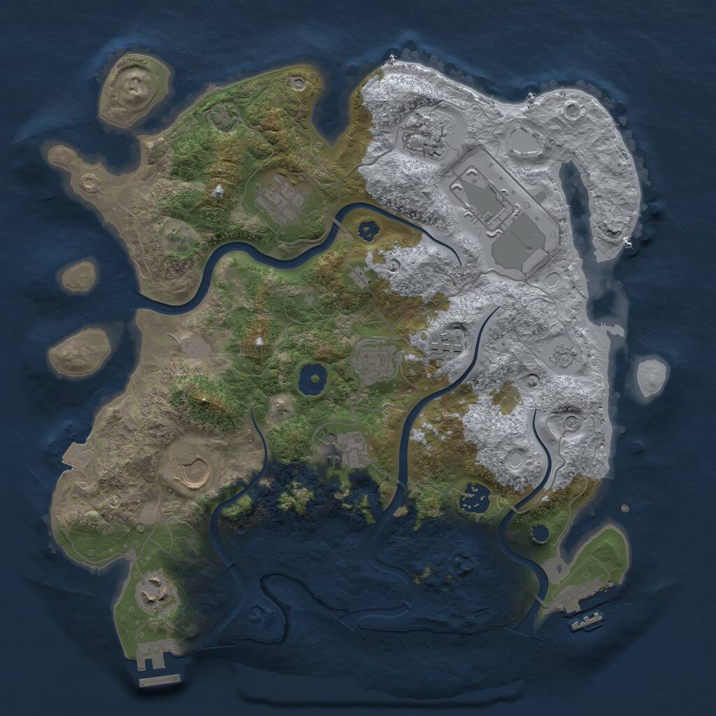 Rust Map: Procedural Map, Size: 3500, Seed: 93845, 15 Monuments