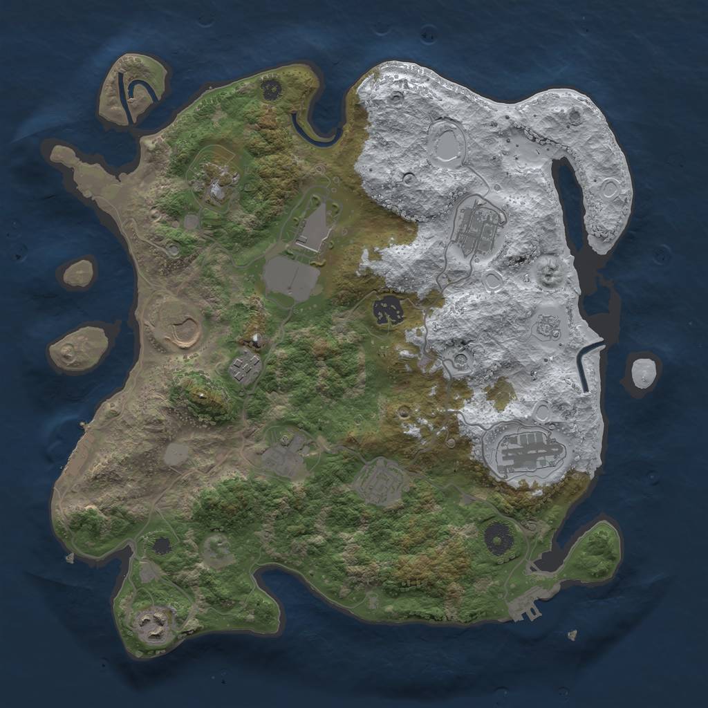 Rust Map: Procedural Map, Size: 3500, Seed: 93845, 19 Monuments