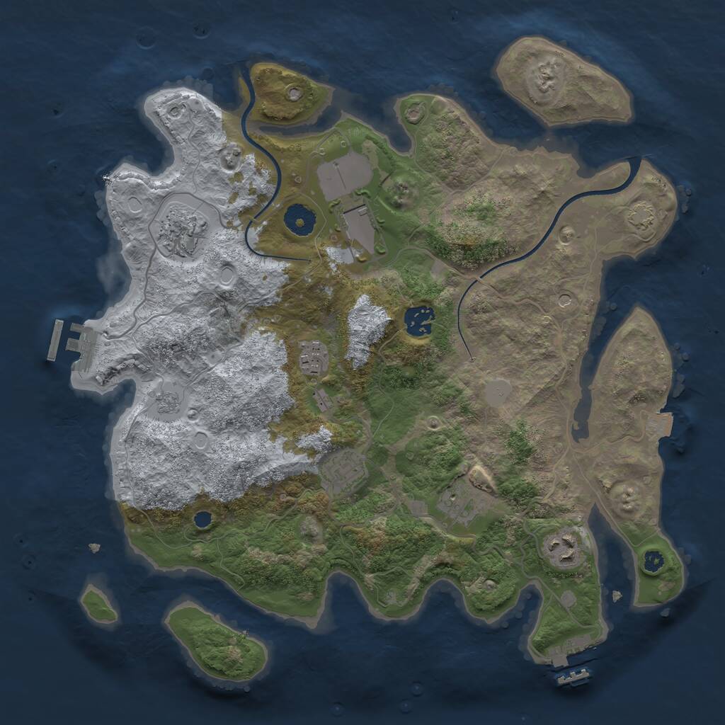 Rust Map: Procedural Map, Size: 3500, Seed: 2183492, 13 Monuments