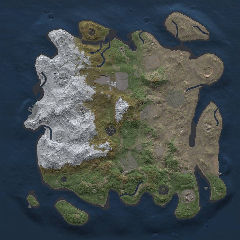 Rust Map: Procedural Map, Size: 3500, Seed: 2183492, 19 Monuments