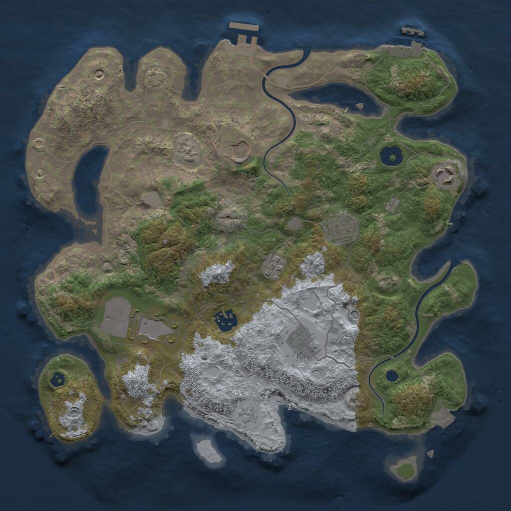 Rust Map: Procedural Map, Size: 3500, Seed: 836274, 13 Monuments