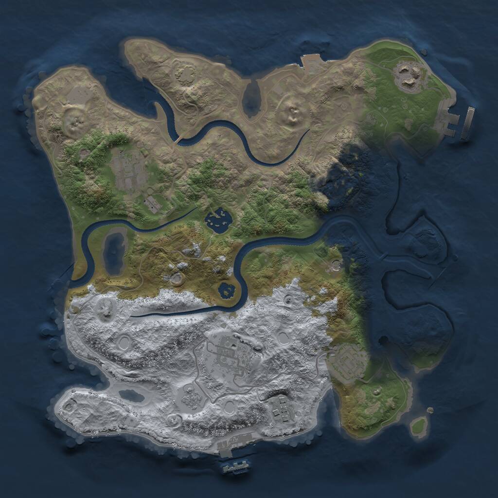 Rust Map: Procedural Map, Size: 3000, Seed: 1666009338, 12 Monuments