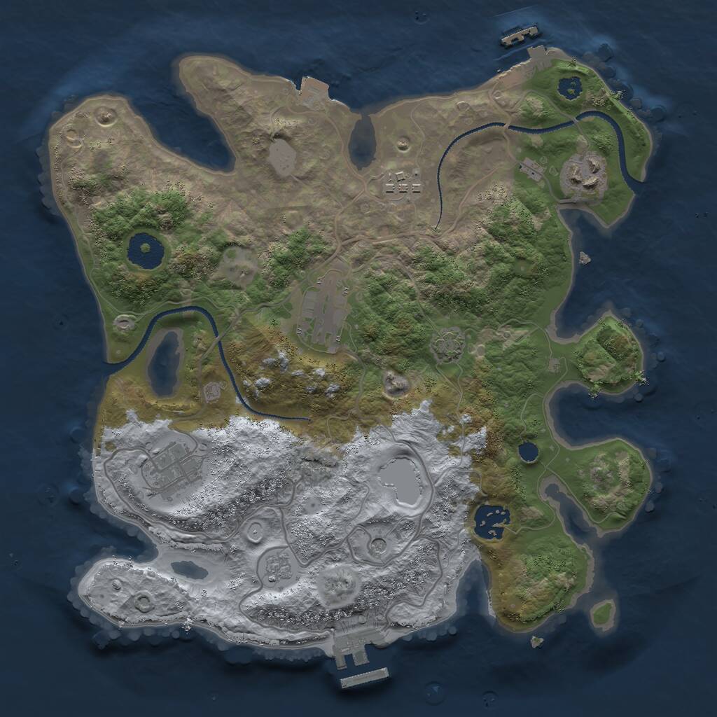 Rust Map: Procedural Map, Size: 3000, Seed: 1666009338, 11 Monuments