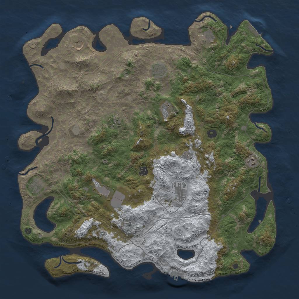 Rust Map: Procedural Map, Size: 4750, Seed: 464616395, 20 Monuments