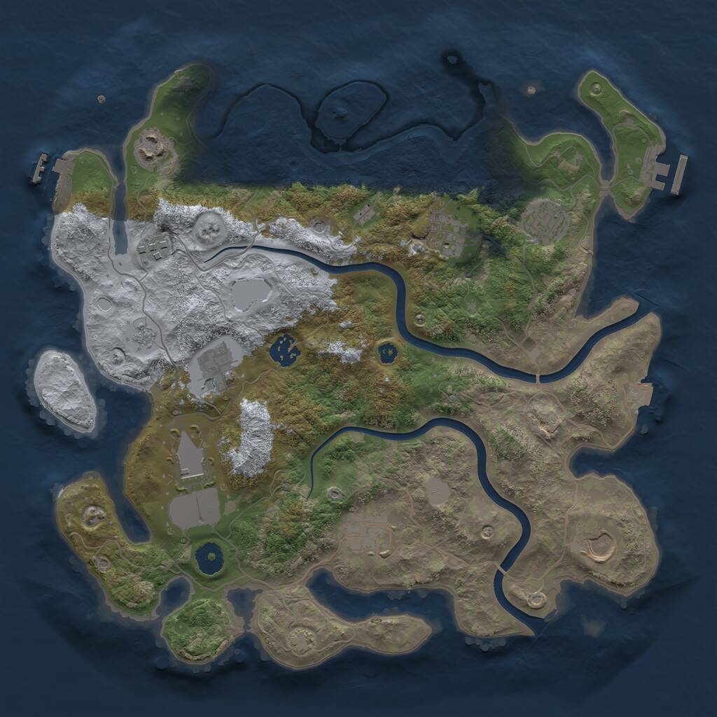 Rust Map: Procedural Map, Size: 3660, Seed: 1234567, 15 Monuments