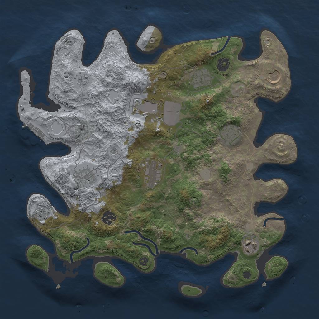 Rust Map: Procedural Map, Size: 3500, Seed: 1945, 17 Monuments