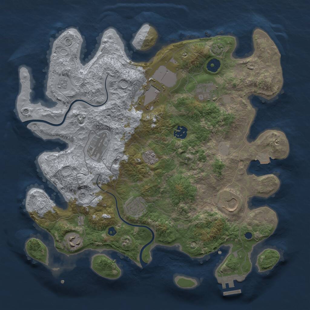 Rust Map: Procedural Map, Size: 3500, Seed: 1945, 13 Monuments