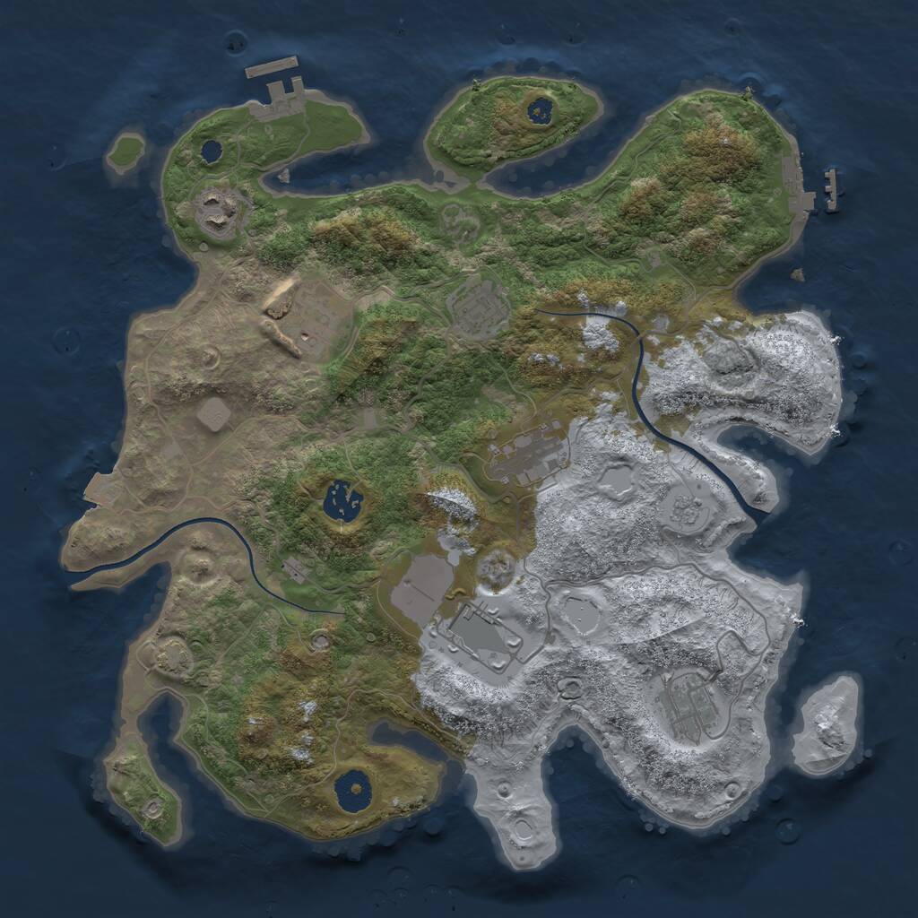 Rust Map: Procedural Map, Size: 3500, Seed: 32303615, 12 Monuments