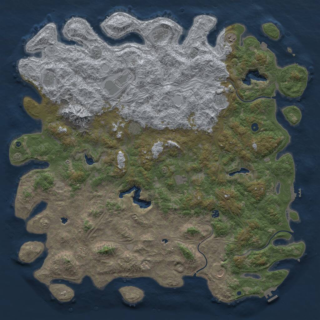 Rust Map: Procedural Map, Size: 6000, Seed: 2453765, 17 Monuments