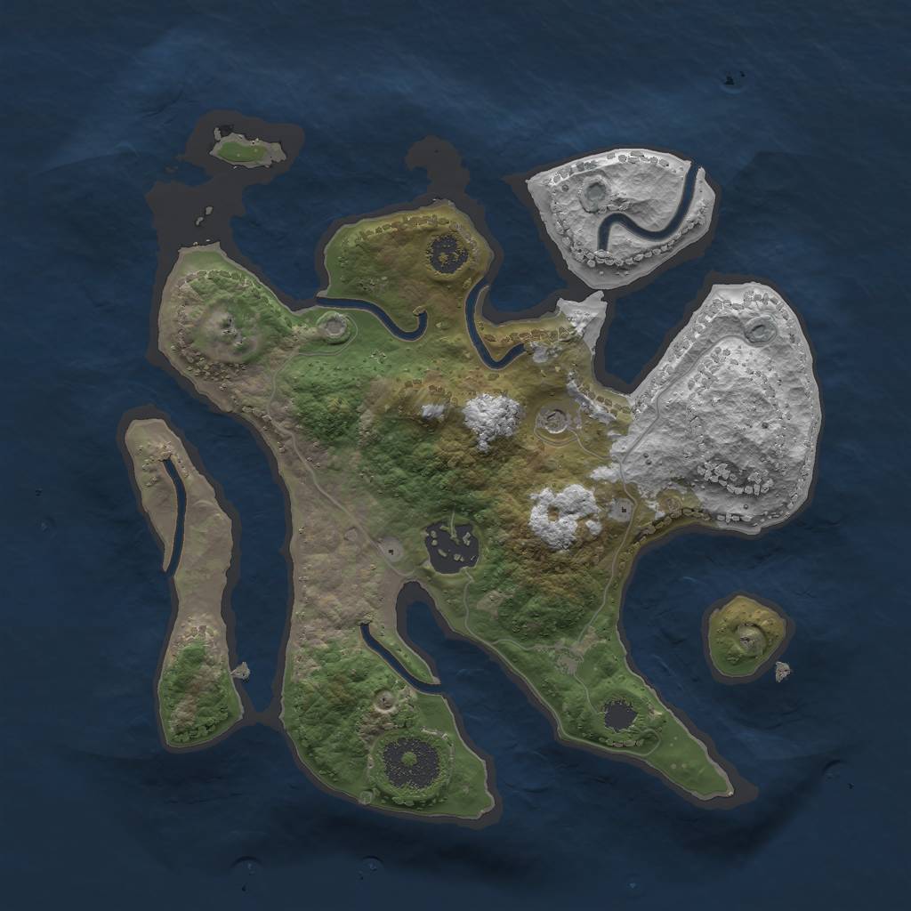 Rust Map: Procedural Map, Size: 2500, Seed: 71694432, 4 Monuments