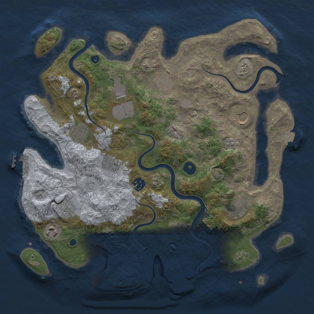 Rust Map: Procedural Map, Size: 3750, Seed: 233998970, 16 Monuments