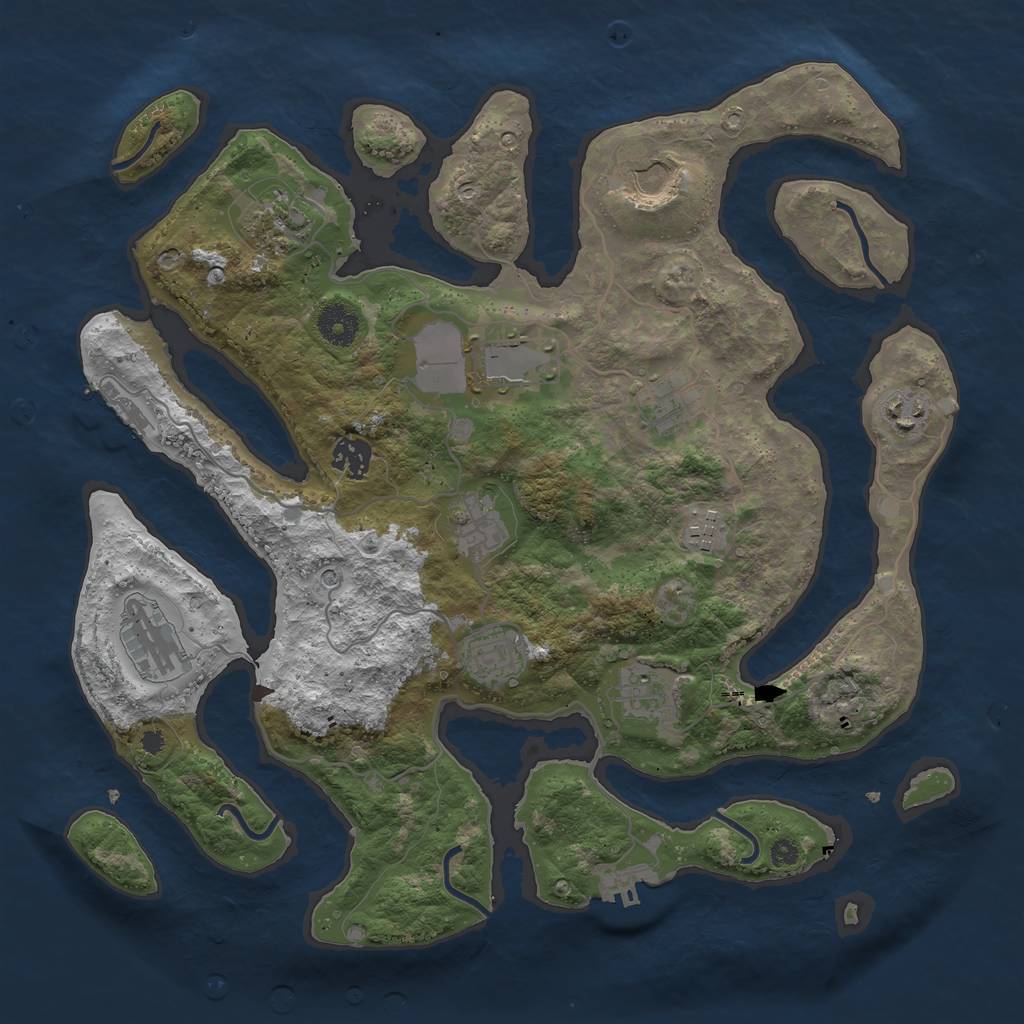 Rust Map: Procedural Map, Size: 3750, Seed: 233998970, 16 Monuments