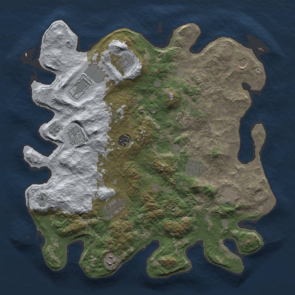 Rust Map: Barren, Size: 4000, Seed: 1348124666, 14 Monuments