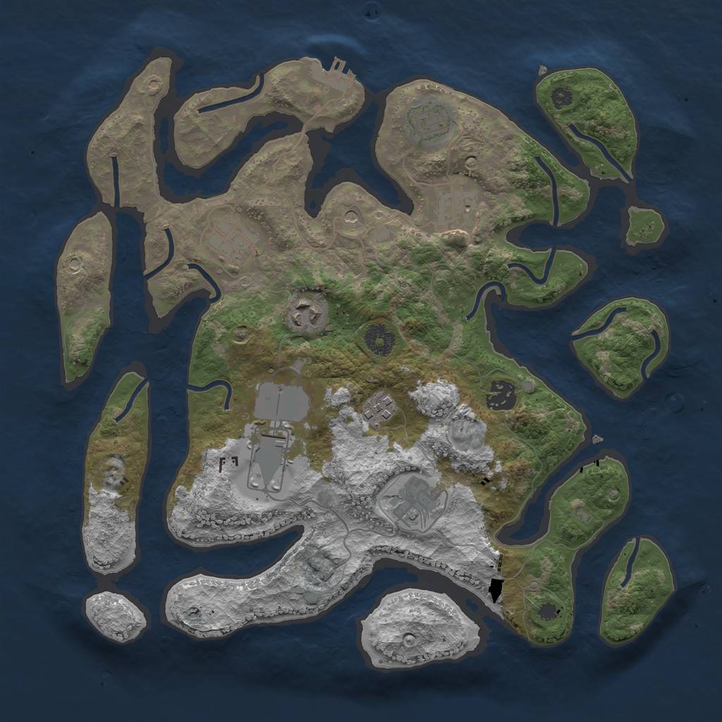 Rust Map: Procedural Map, Size: 3500, Seed: 737619421, 12 Monuments