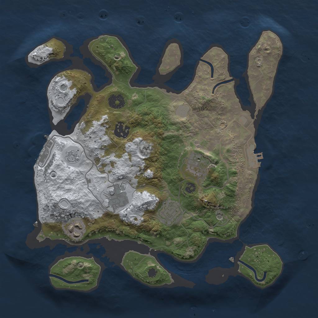 Rust Map: Procedural Map, Size: 3000, Seed: 1105256021, 14 Monuments