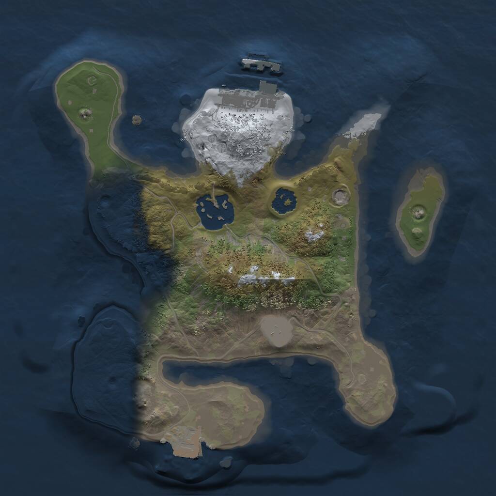 Rust Map: Procedural Map, Size: 2000, Seed: 10000, 3 Monuments