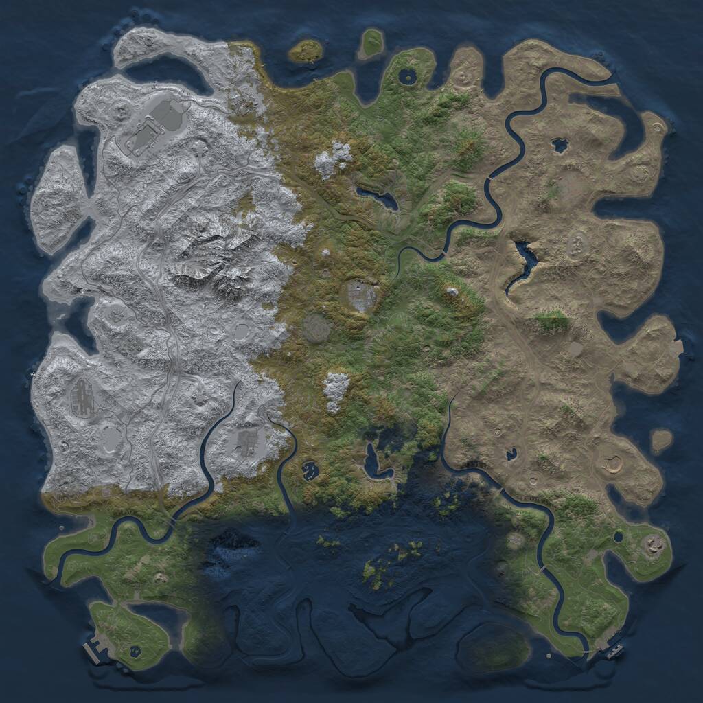 Rust Map: Procedural Map, Size: 6000, Seed: 55948, 17 Monuments