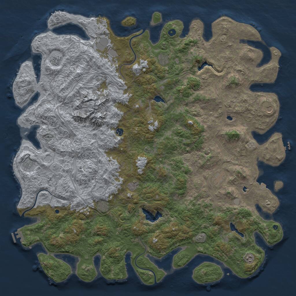 Rust Map: Procedural Map, Size: 6000, Seed: 55948, 17 Monuments