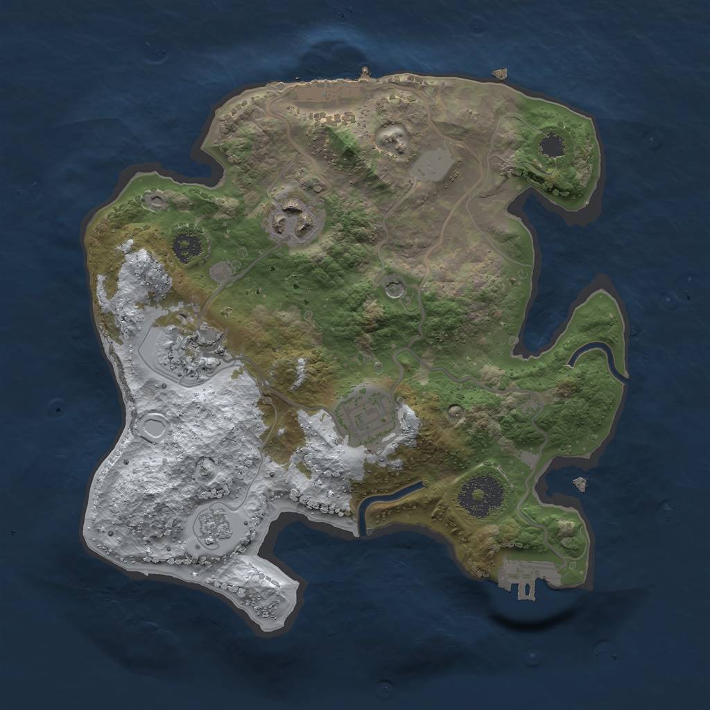 Rust Map: Procedural Map, Size: 2500, Seed: 2125644247, 12 Monuments