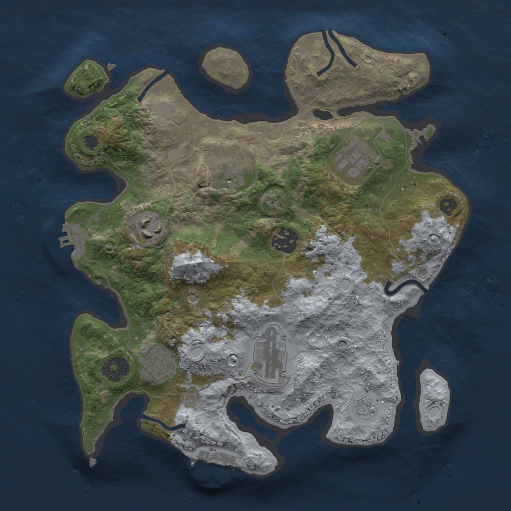 Rust Map: Procedural Map, Size: 3000, Seed: 1799149398, 13 Monuments