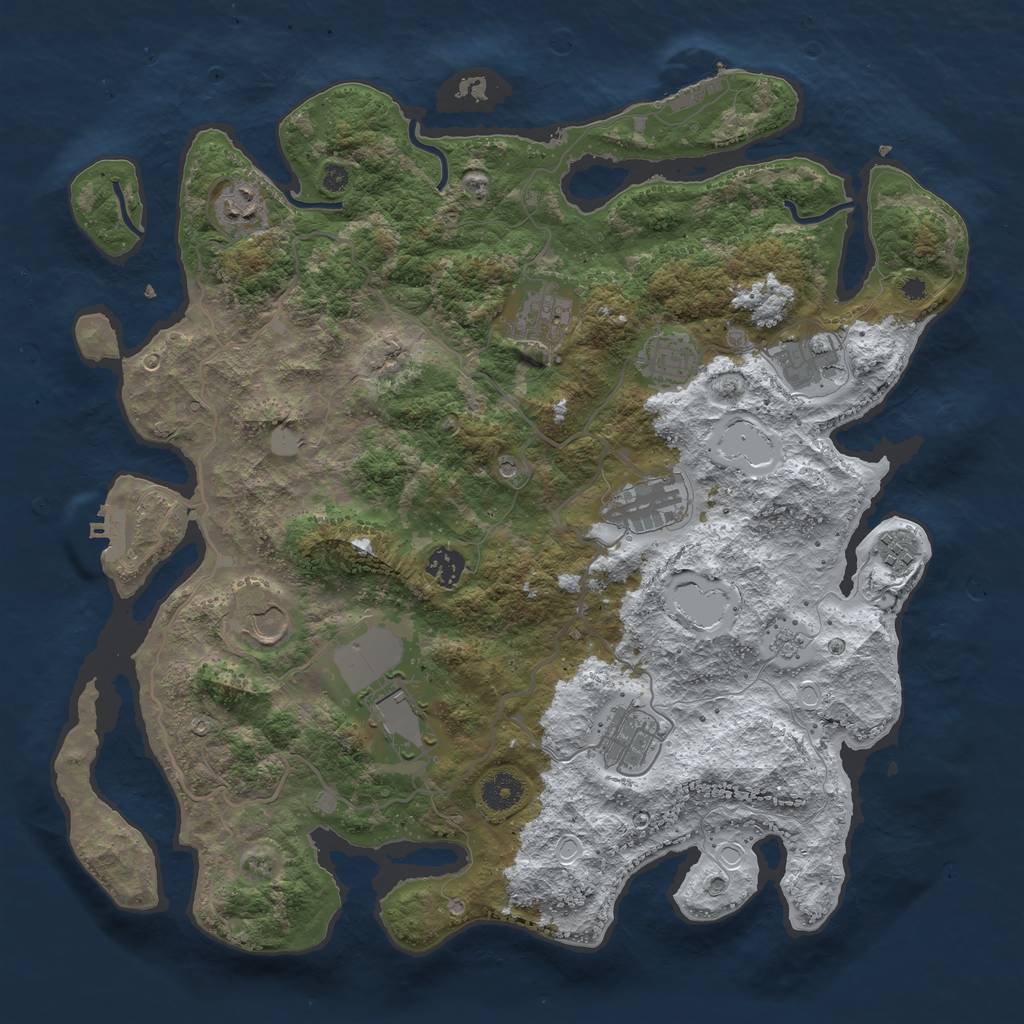 Rust Map: Procedural Map, Size: 4000, Seed: 753951456, 19 Monuments