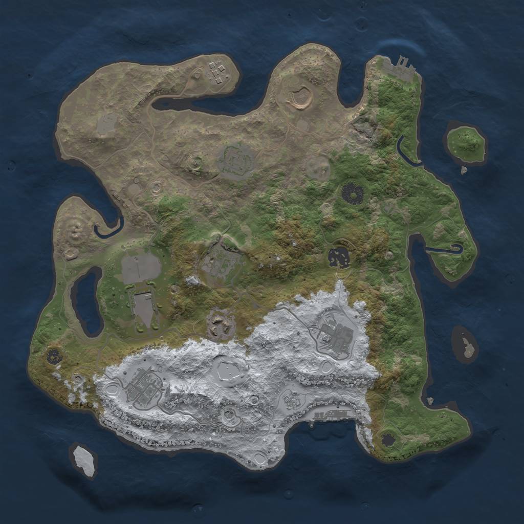 Rust Map: Procedural Map, Size: 3500, Seed: 545367789, 18 Monuments