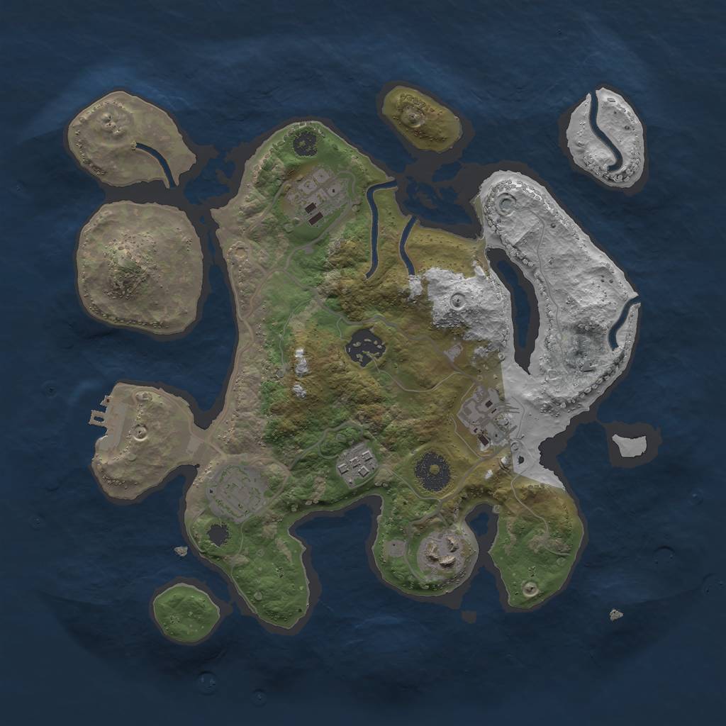 Rust Map: Procedural Map, Size: 3000, Seed: 1183192993, 9 Monuments