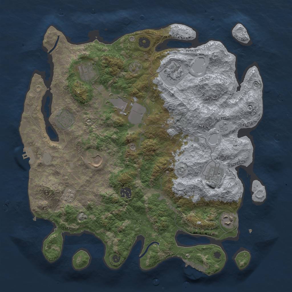 Rust Map: Procedural Map, Size: 3750, Seed: 1048519698, 18 Monuments