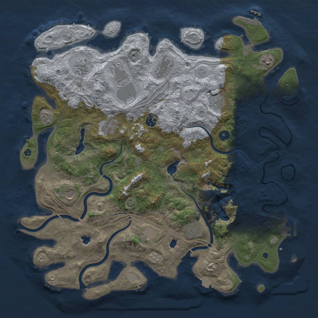 Rust Map: Procedural Map, Size: 4500, Seed: 995916, 17 Monuments