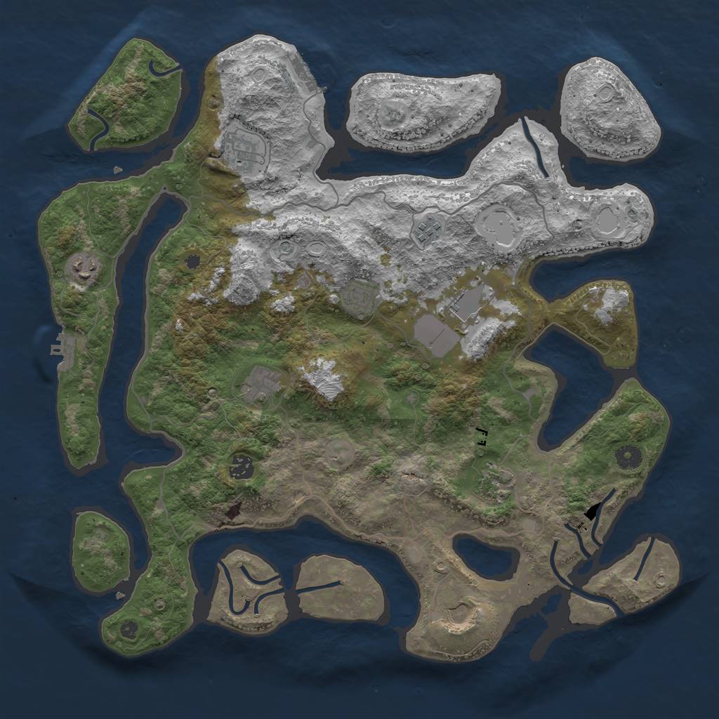 Rust Map: Procedural Map, Size: 4199, Seed: 6969420, 17 Monuments