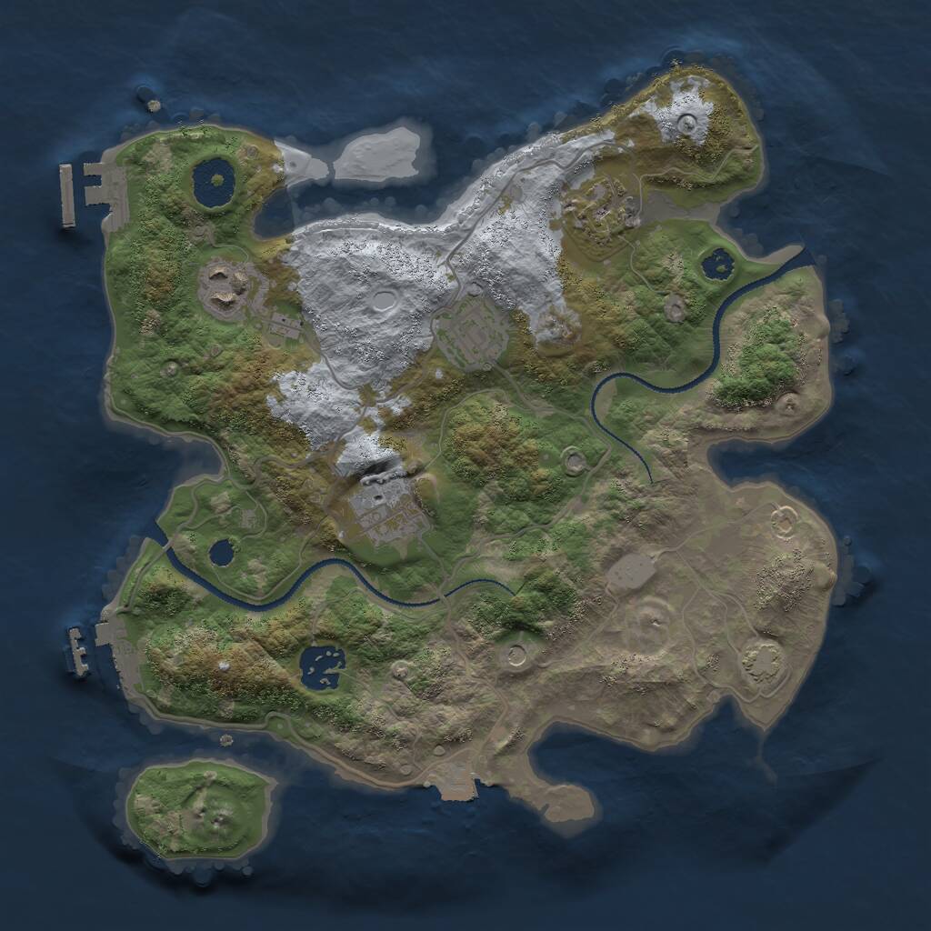 Rust Map: Procedural Map, Size: 3000, Seed: 8775344, 10 Monuments