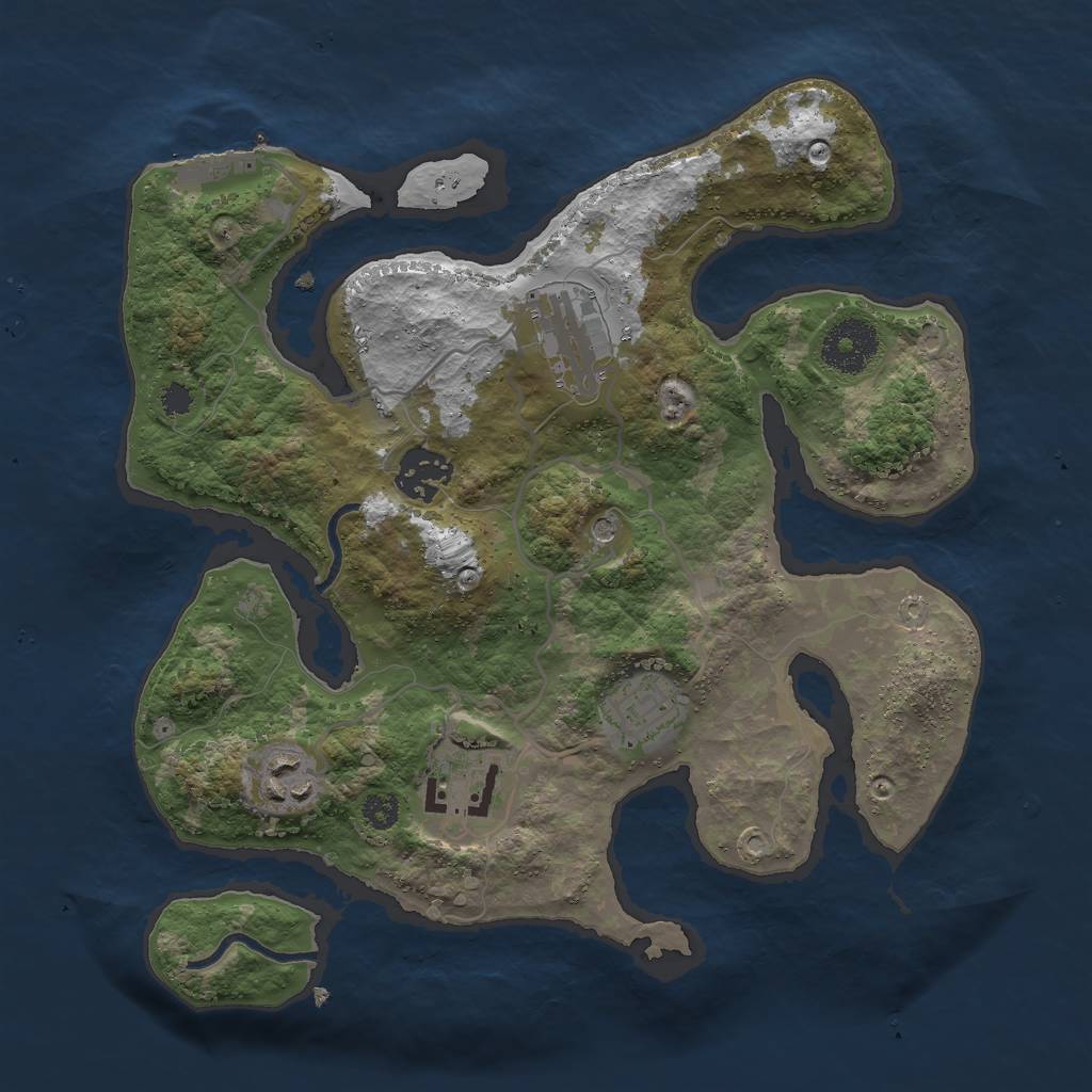 Rust Map: Procedural Map, Size: 3000, Seed: 8775344, 9 Monuments