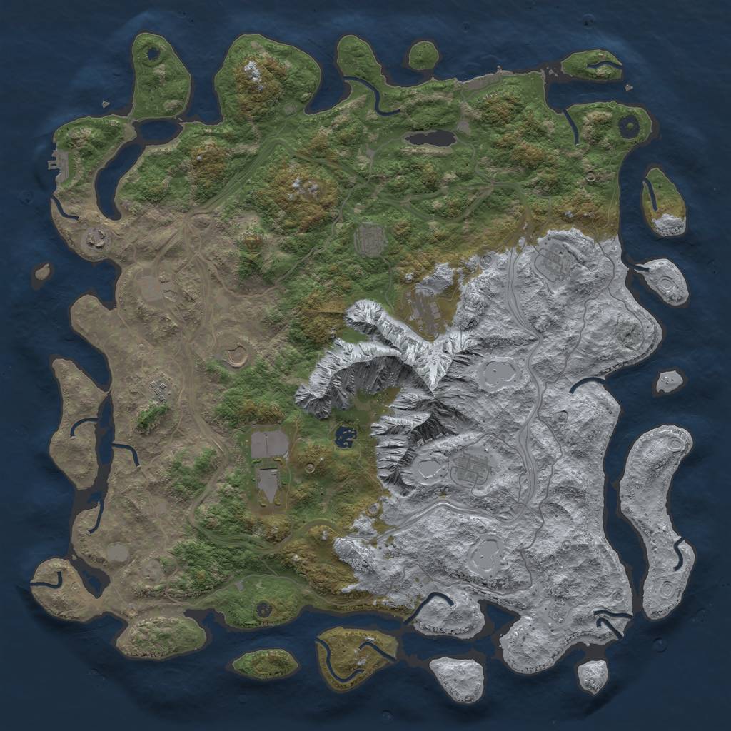 Rust Map: Procedural Map, Size: 5000, Seed: 19999, 17 Monuments