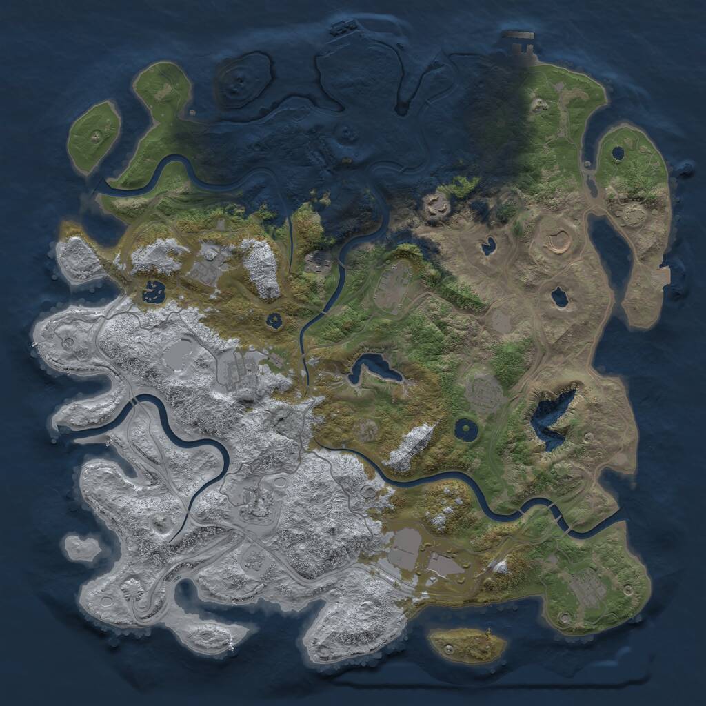 Rust Map: Procedural Map, Size: 4500, Seed: 527473, 17 Monuments
