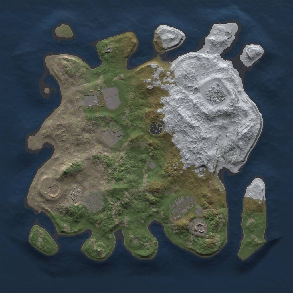 Rust Map: Barren, Size: 3500, Seed: 98421356, 12 Monuments