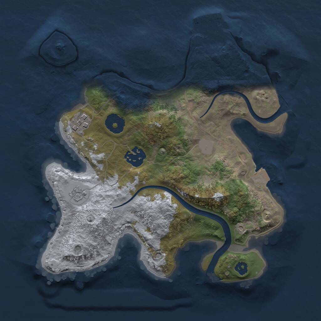 Rust Map: Procedural Map, Size: 2499, Seed: 13826, 5 Monuments