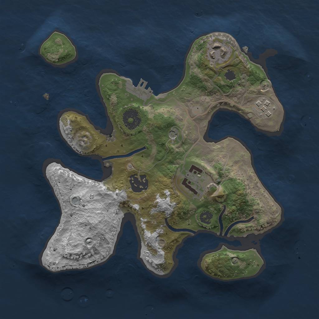 Rust Map: Procedural Map, Size: 2499, Seed: 13826, 8 Monuments