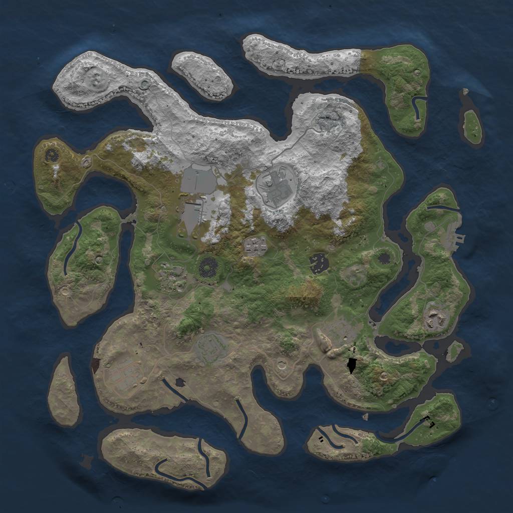 Rust Map: Procedural Map, Size: 3800, Seed: 205618789, 13 Monuments