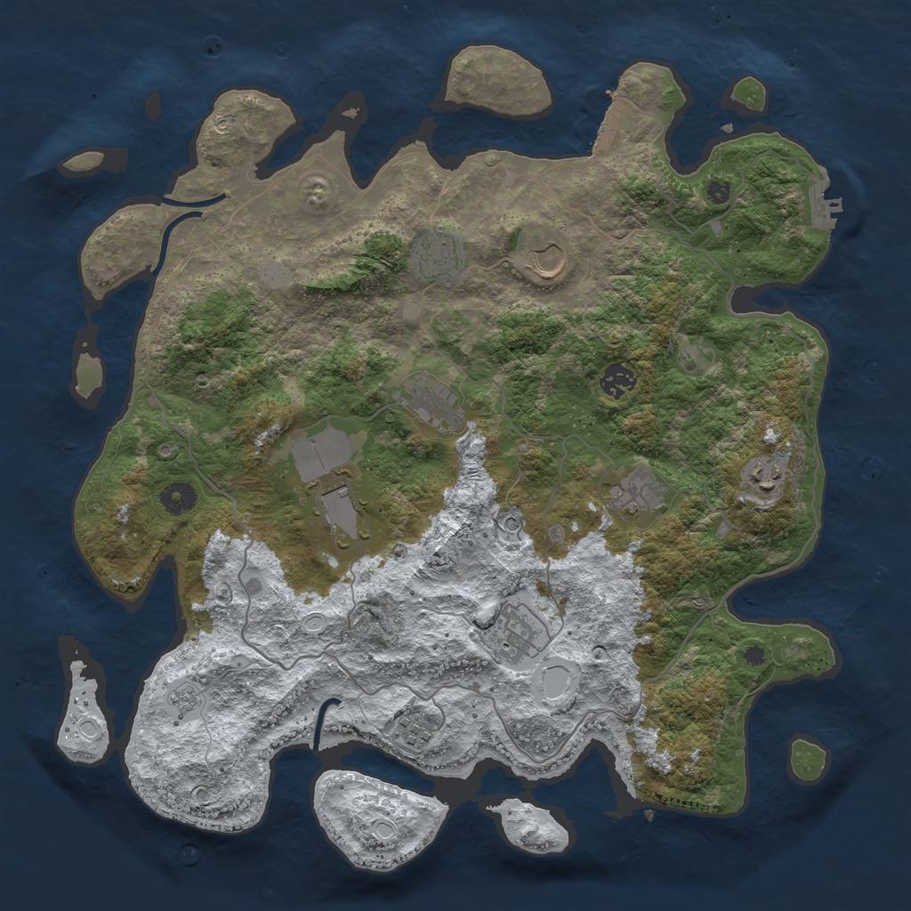 Rust Map: Procedural Map, Size: 4000, Seed: 9876514, 18 Monuments