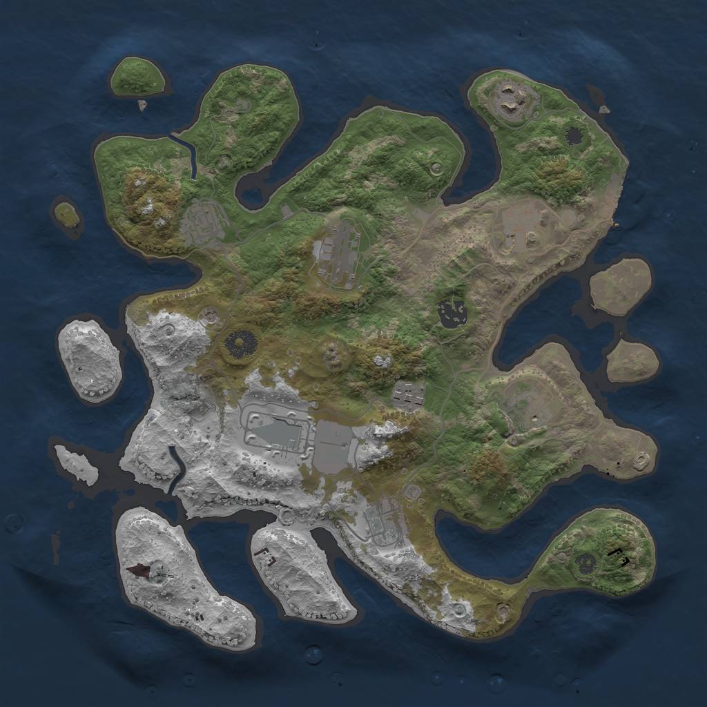 Rust Map: Procedural Map, Size: 3500, Seed: 313845623, 13 Monuments