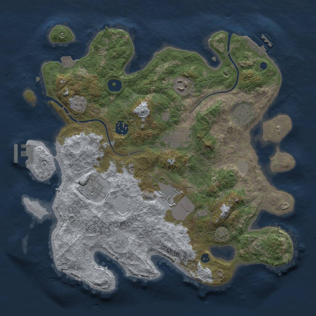 Rust Map: Procedural Map, Size: 3500, Seed: 313845623, 13 Monuments