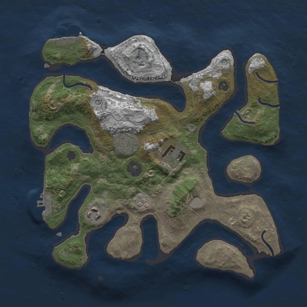 Rust Map: Procedural Map, Size: 3000, Seed: 832391, 12 Monuments