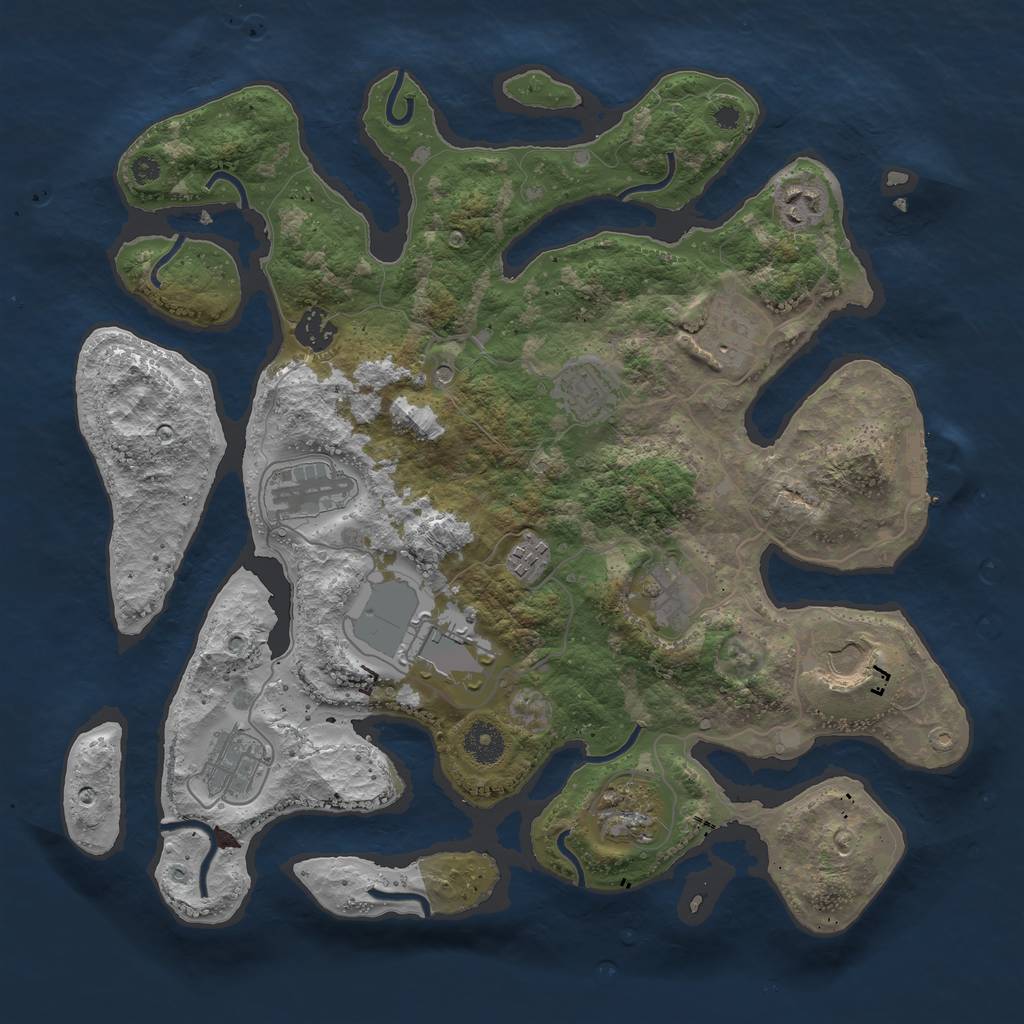 Rust Map: Procedural Map, Size: 3750, Seed: 1607141112, 15 Monuments