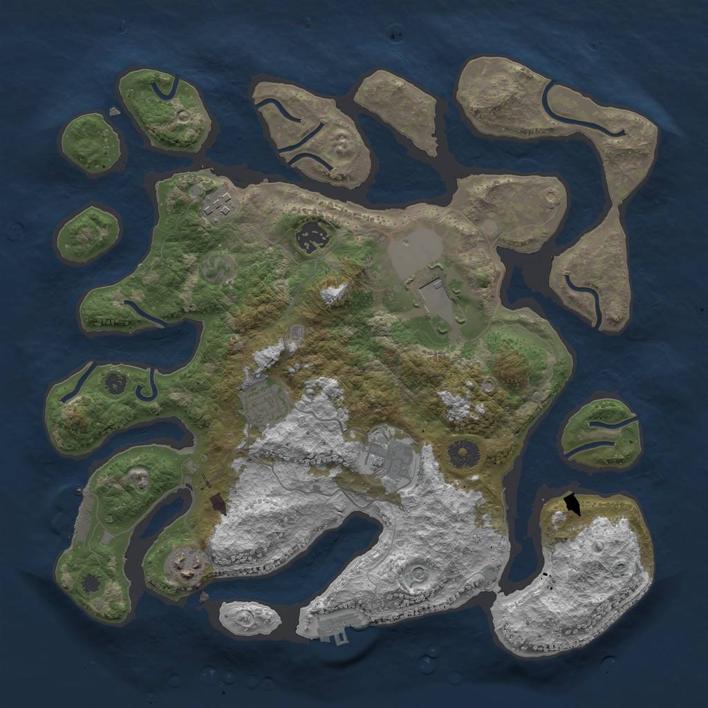 Rust Map: Procedural Map, Size: 3500, Seed: 548485, 11 Monuments