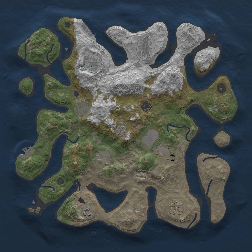 Rust Map: Procedural Map, Size: 3800, Seed: 2083679586, 14 Monuments