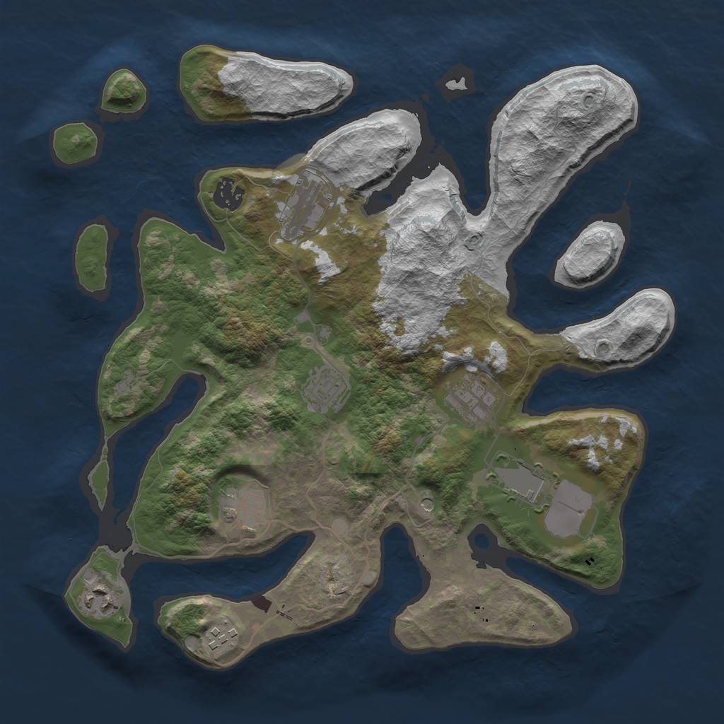 Rust Map: Barren, Size: 3500, Seed: 2945, 11 Monuments