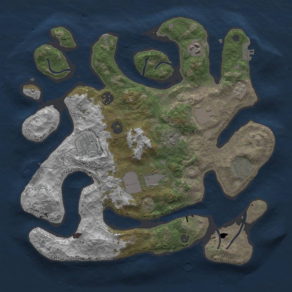 Rust Map: Procedural Map, Size: 3500, Seed: 170192191, 12 Monuments