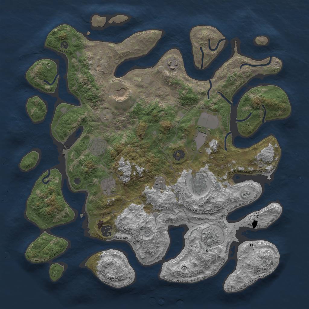 Rust Map: Procedural Map, Size: 4000, Seed: 973168751, 12 Monuments