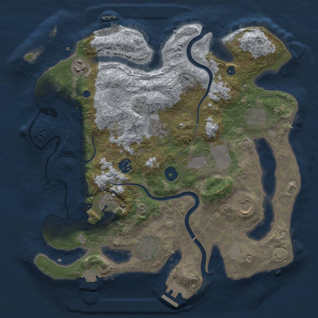Rust Map: Procedural Map, Size: 3500, Seed: 21832489, 15 Monuments